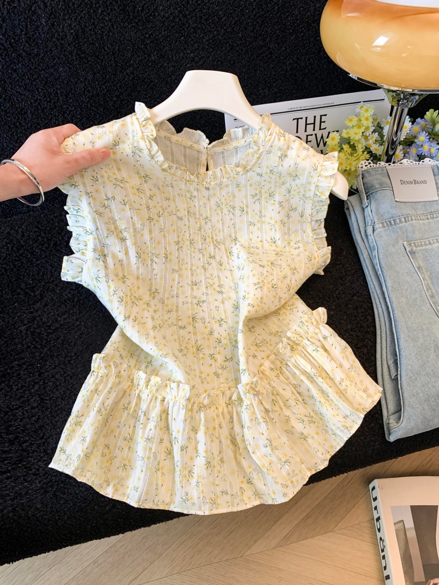 Fresh Floral Sleeveless Shirt for Women 2026 Summer Thin Loose Youthful Top