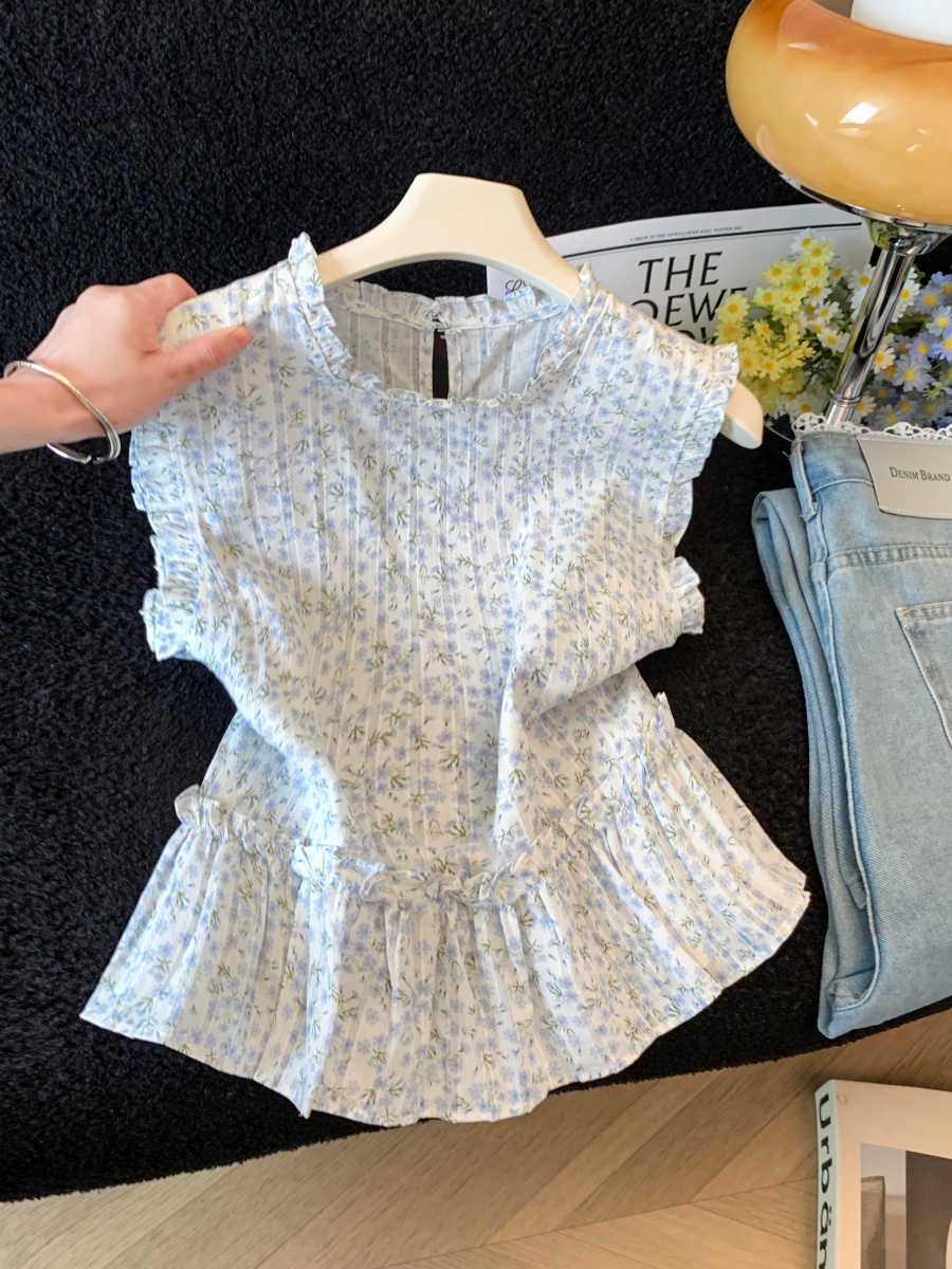 Fresh Floral Sleeveless Shirt for Women 2026 Summer Thin Loose Youthful Top - Image 3