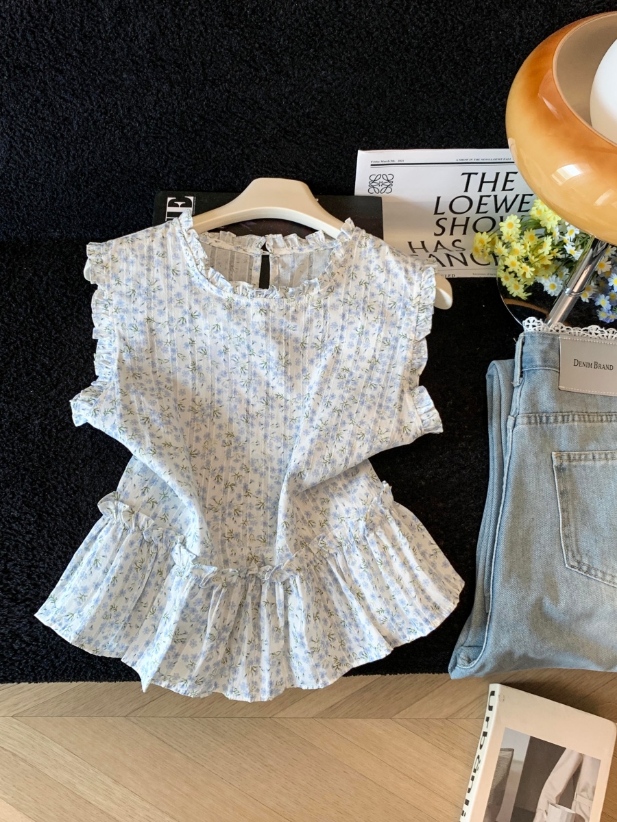 Fresh Floral Sleeveless Shirt for Women 2026 Summer Thin Loose Youthful Top - Image 4
