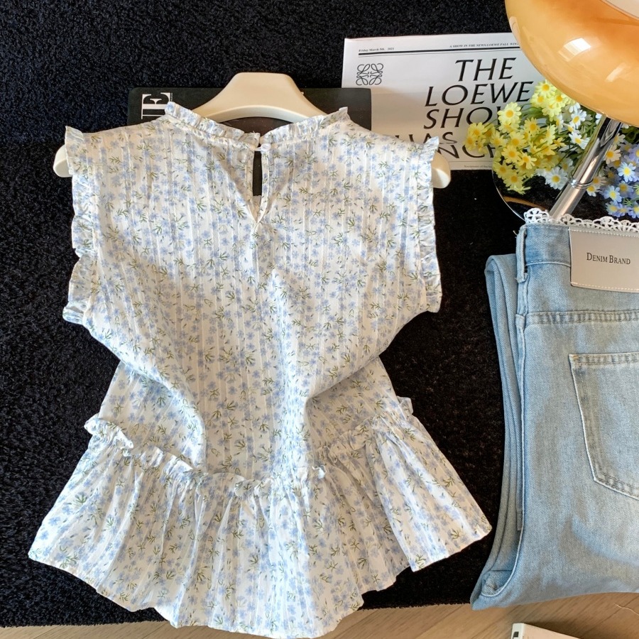 Fresh Floral Sleeveless Shirt for Women 2026 Summer Thin Loose Youthful Top - Image 5