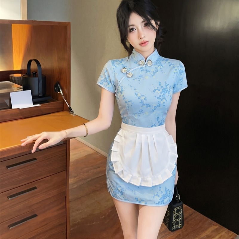 Sweet Chinese Style Qipao Dress with Apron - Image 5