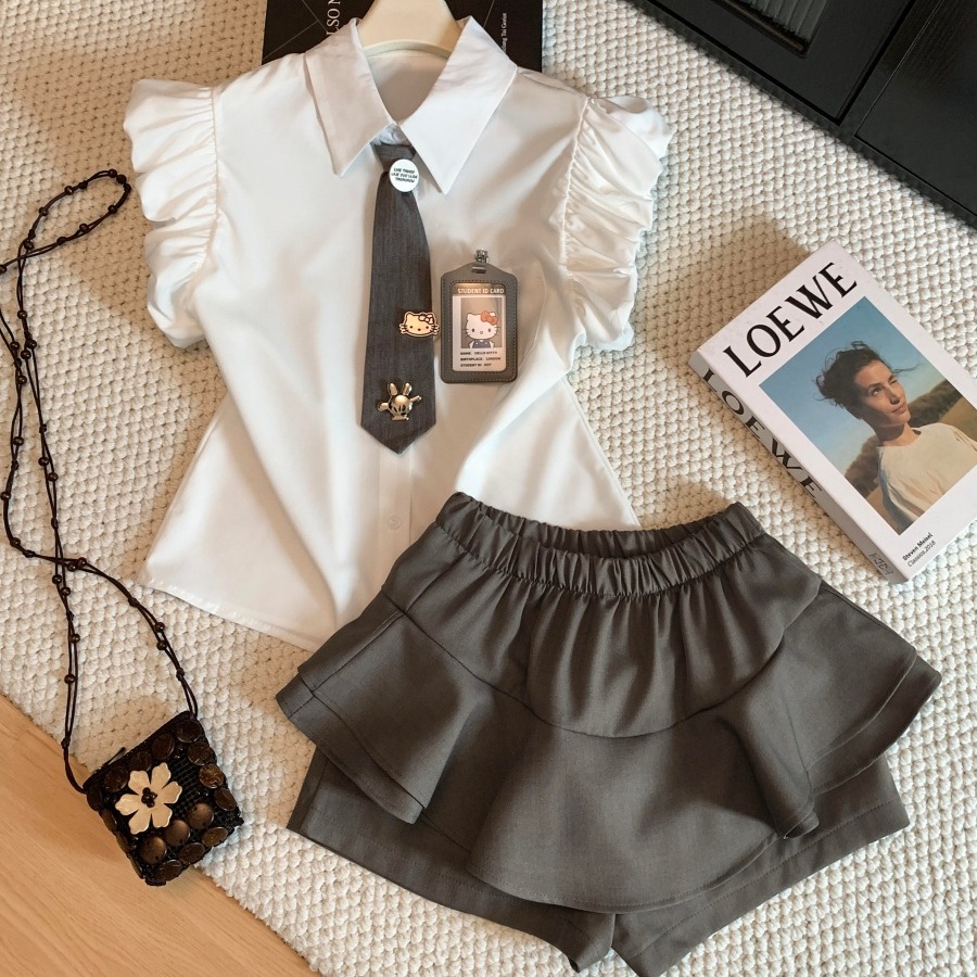 Preppy JK Uniform Two-Piece Set Short Sleeve Shirt and Pleated Skirt Summer 2026 - Image 5