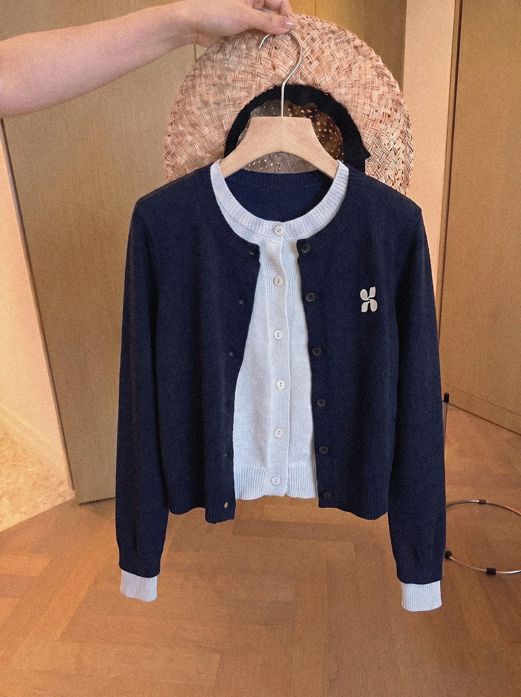 Korean Style Layered Look Knit Cardigan for Women Fall Winter New Elegant Age-Defying Top - Image 3