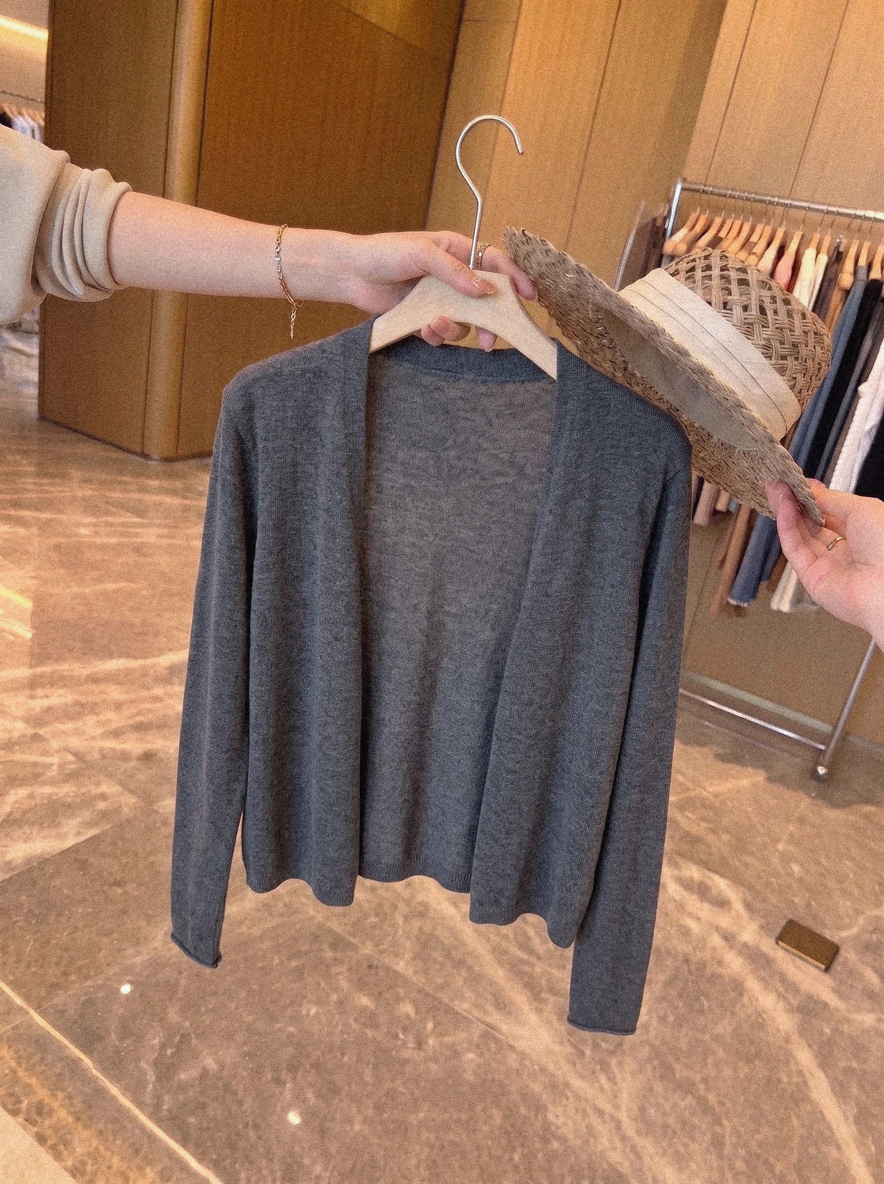 Women's Lightweight Knit Cardigan Sweater 2026 Relaxed Rolled-Edge Casual Top - Image 2