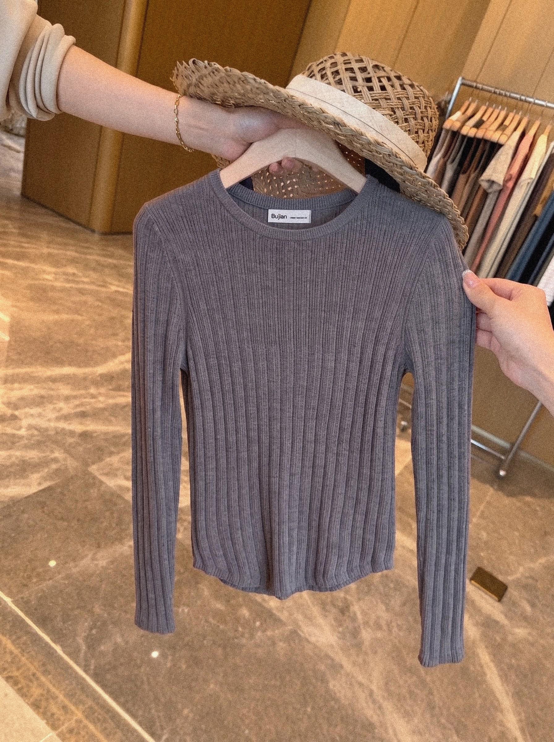 Women's Ribbed Knit Pullover Sweater Crew Neck Long Sleeve Lightweight Fall Top - Image 2